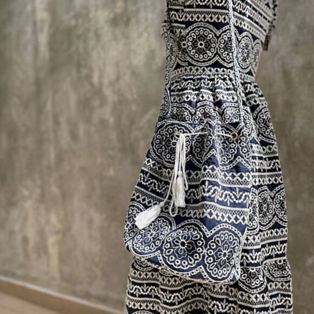Labelrail Collyer Women's Cotton Drawcord Bucket Bag‎ Embroidered Design $89